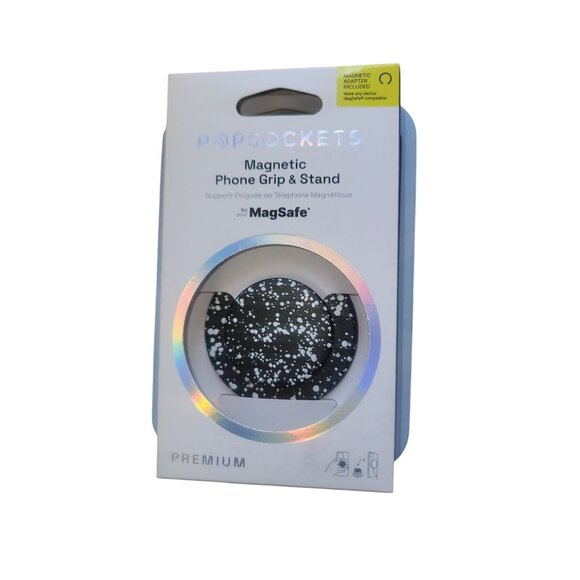 Black & White Speckled Phone Grip & Stand Compatible With MagSafe Devices - Picture 6 of 9